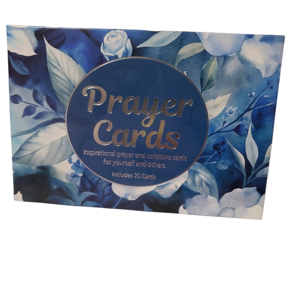 Prayer Cards Box - Blue Floral Design